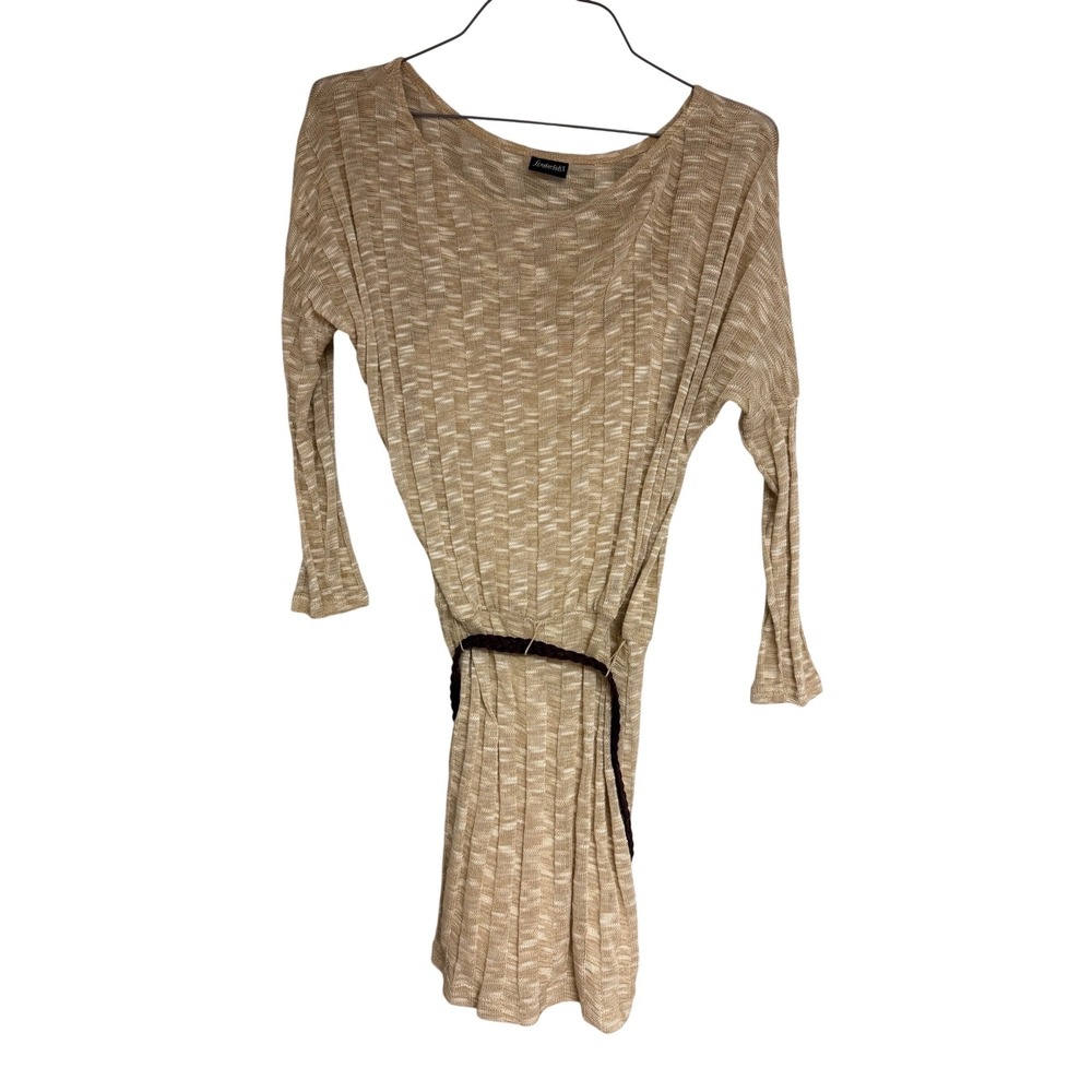 Fredericks of Hollywood Tan Space Dye Knit Dolman Mini Dress with Belt Size S